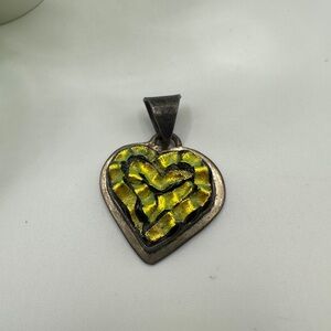 Heart-Shaped Sterling Silver Pendant with Yellow Accents